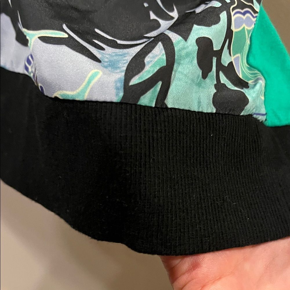 DG2 by Diane Gilman Floral Print Sweatshirt - Teal and Black - Picture 6 of 10